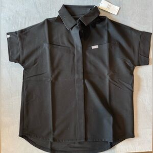 Figs Black Collared Top